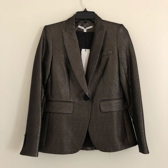 NWT VERONICA BEARD Cutaway Blazer Jacket Sz 2 Metallic Evening Cocktail Office - Picture 1 of 12